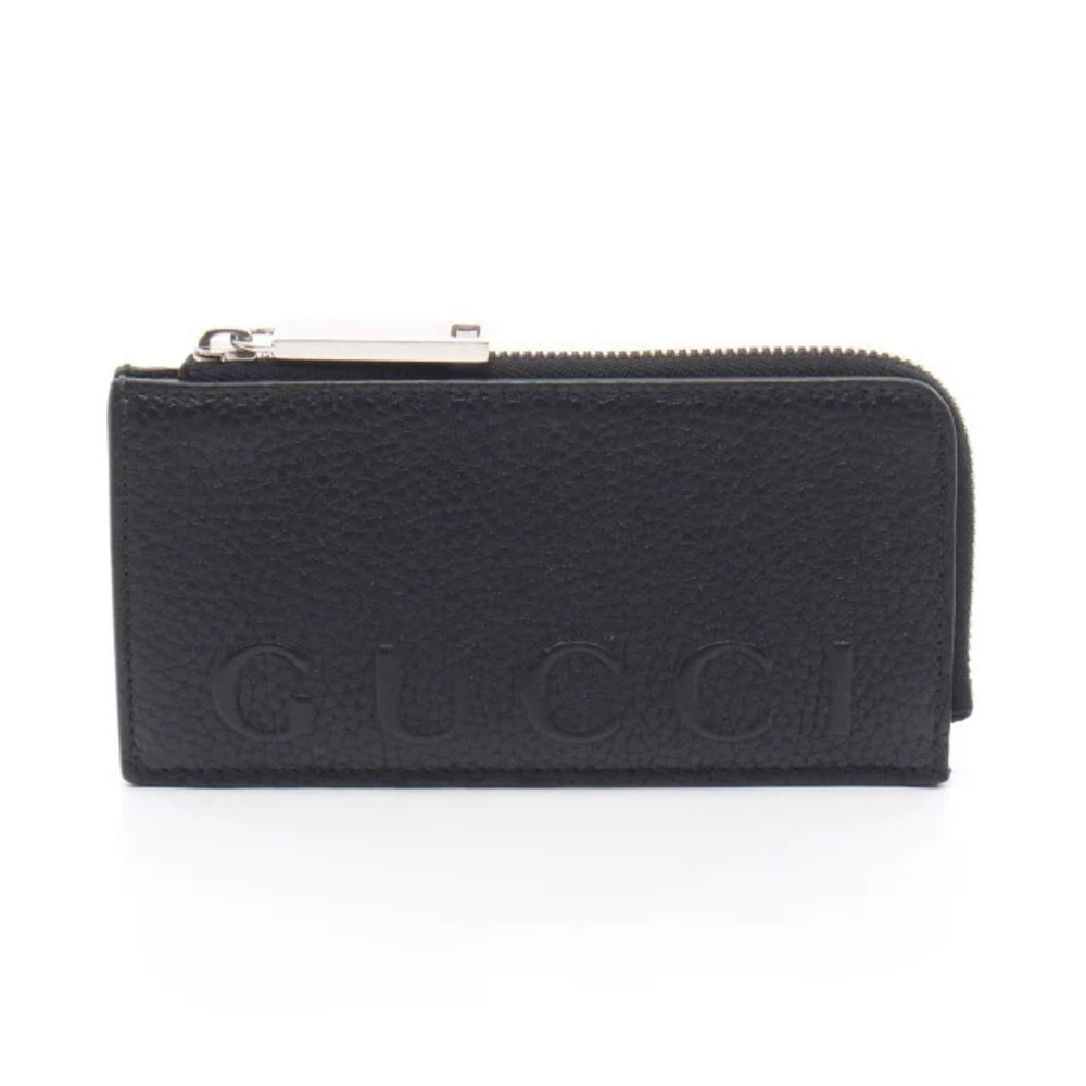 Gucci Embossed Card Case Wallet Coin Purse Wallet Leather Black
